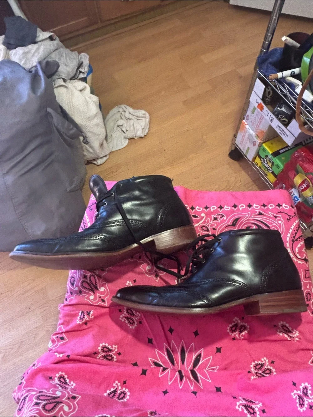 Men's Cole Haan &Nike collab Black Leather Wingtip Lace-Up Boots size13